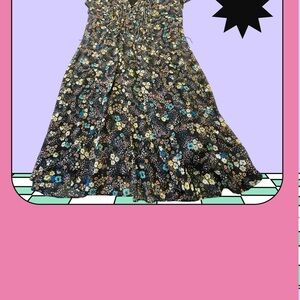 Floral Mini Dress - Black and Blue